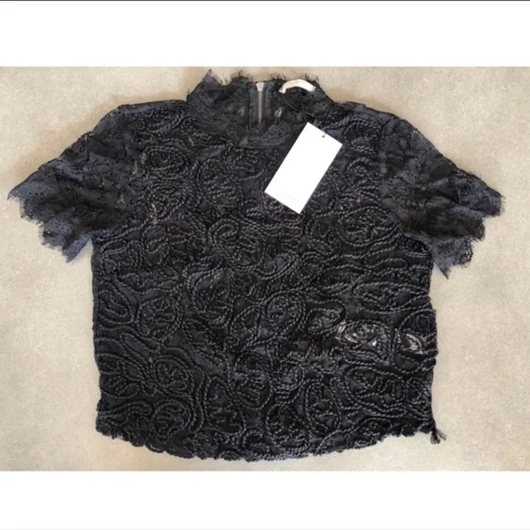 NWT Zara Trafaluc black lace top women’s sz S - Picture 2 of 8